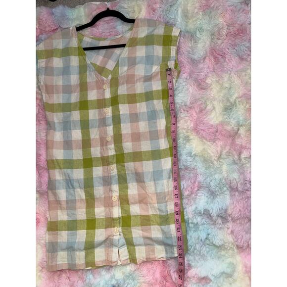 EUC Peyton & Parker Linen Plaid Button Dress Multicolor Size S - Picture 12 of 12